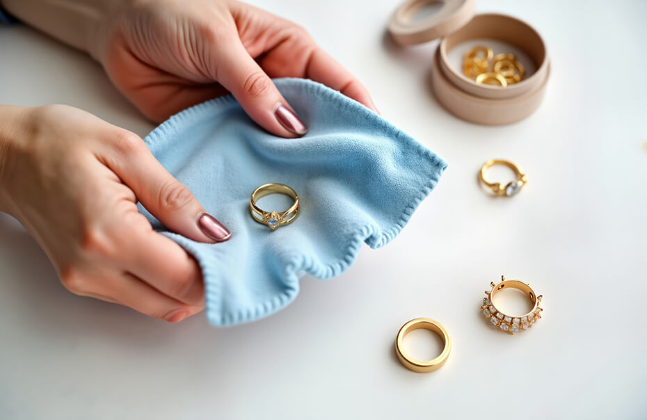 Entretien bijoux avec chiffon