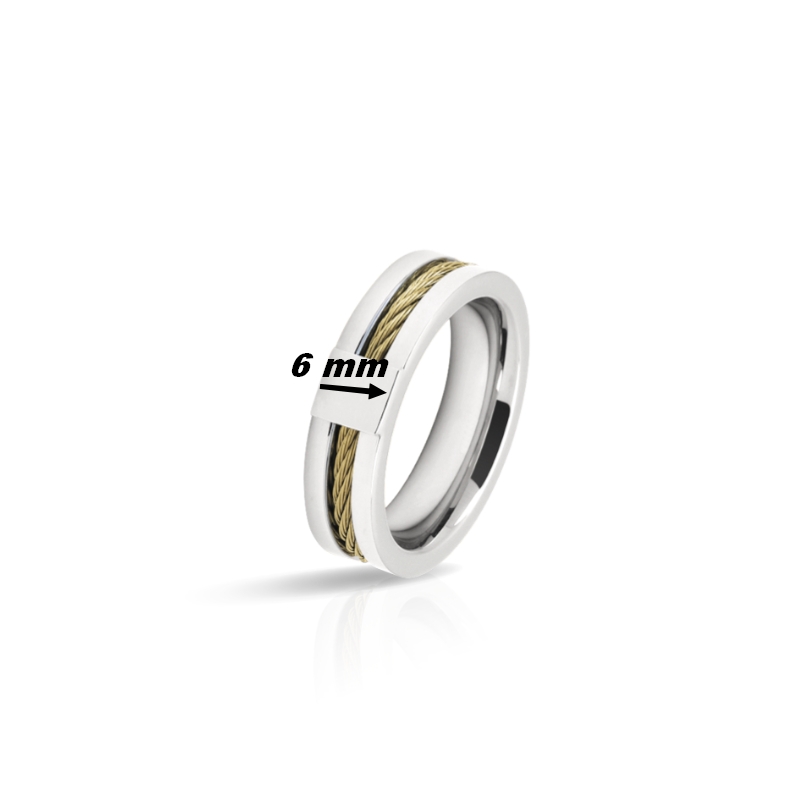 Bague-Acier-inoxydable-et-cable-Homme-ROCHET-HA2383-largeur Bague Homme ROCHET, Acier inoxydable et câble, largeur