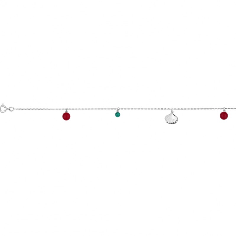 Chaîne-de-cheville-Coquillage-colorés-ROBBEZ-MASSON-Argent