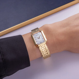 Montre-octogone-Femme-Acier-dore-inoxydable-HERBELIN-17446BP19 poignée