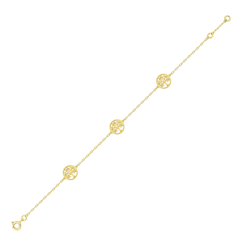 bracelet-trois-arbres-de-vie-or-jaune-Robbez Masson