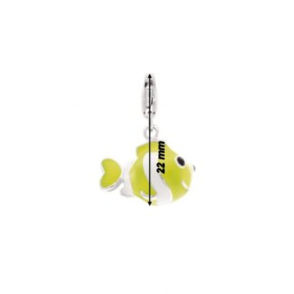 Charm mousqueton ROBBEZ MASSON, Argent 925/1000 Poisson vert