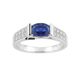 Bague Femme Argent 925/1000 et Oxydes de zirconium bleu et blancs CHRISTIAN BERNARD, largeur