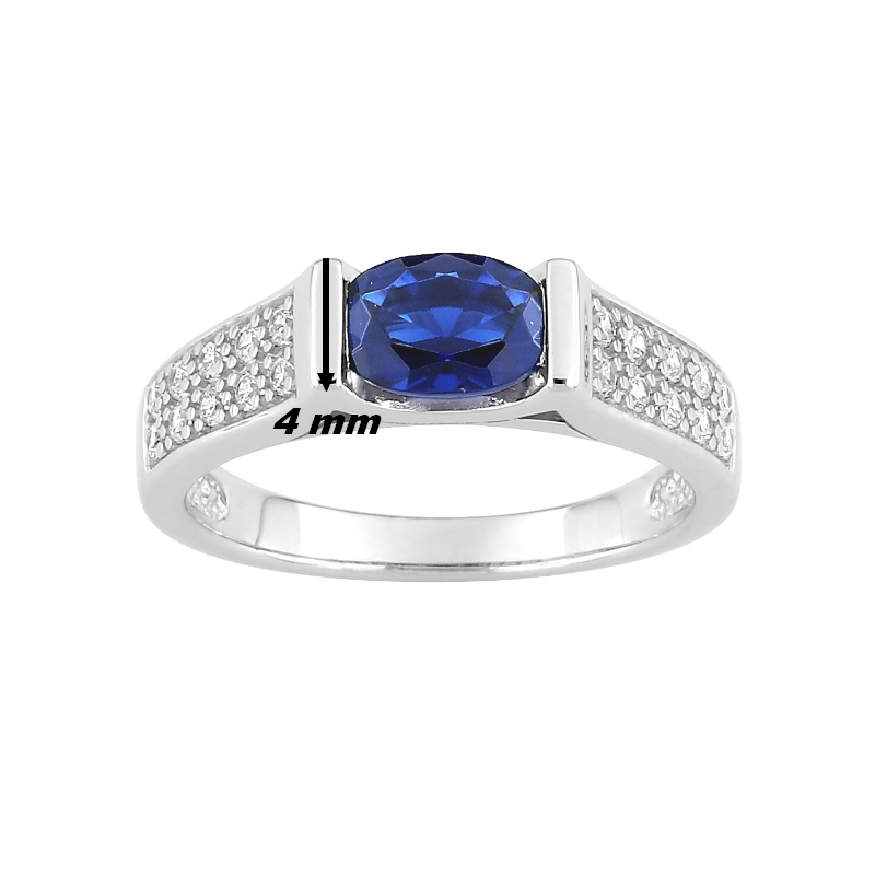 Bague-Femme-Argent-et-Oxydes-bleu-et-blancs-CHRISTIAN-Bernard-337951-2-largeur Bague Femme Argent 925/1000 et Oxydes de zirconium bleu et blancs CHRISTIAN BERNARD, largeur