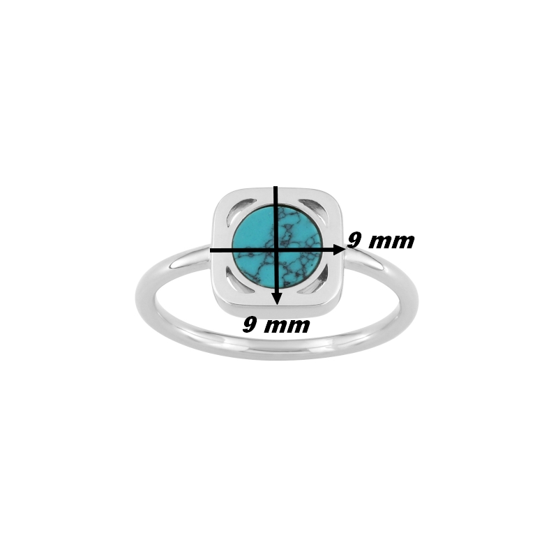 Bague Femme Argent 925/1000 et Turquoise MURAT, dimensions
