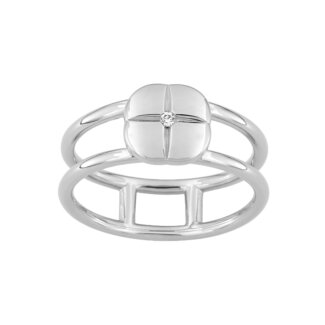 Bague Femme icône double Argent 925/1000 et Oxyde de zirconium MURAT