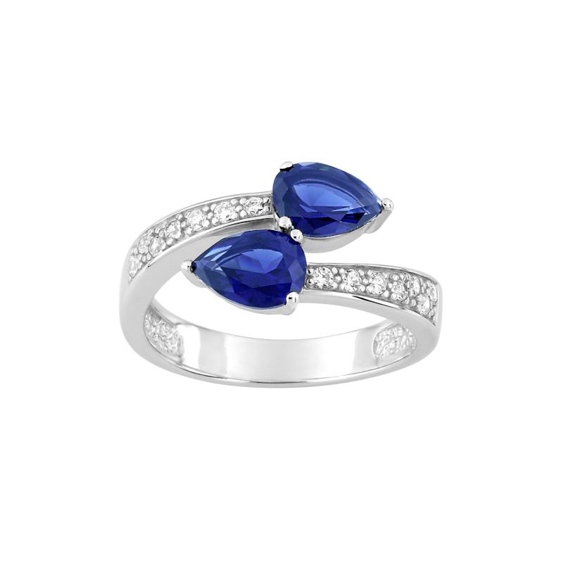 Bague-Femme-Argent-et-oxydes-blancs-et-bleus-CHRISTIAN-Bernard-337961-2 Bague Femme goutte Argent 925/1000 et Oxydes de zirconium blancs et bleus CHRISTIAN BERNARD