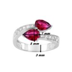 Bague Femme goutte Argent 925/1000 et Oxydes de zirconium blancs et rouges CHRISTIAN BERNARD, dimensions