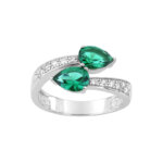 Bague Femme goutte Argent 925/1000 et Oxydes de zirconium blancs et verts CHRISTIAN BERNARD