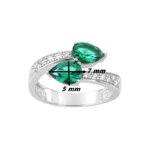 Bague Femme goutte Argent 925/1000 et Oxydes de zirconium blancs et verts CHRISTIAN BERNARD, dimensions