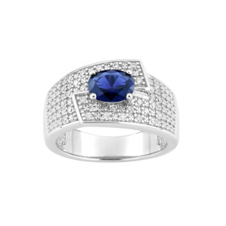 Bague Femme Argent 925/1000 et Oxydes de zirconium bleu et blancs CHRISTIAN BERNARD