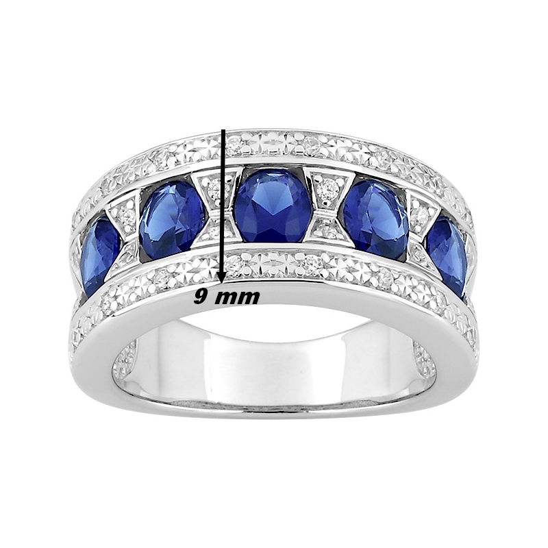 Bague-Femme-Argent-et-oxydes-bleus-et-blancs-CHRISTIAN-BERNARD-337957-2-dimensions Bague Femme Argent 925/100 et Oxydes de zirconium bleus et blancs CHRISTIAN BERNARD, largeur