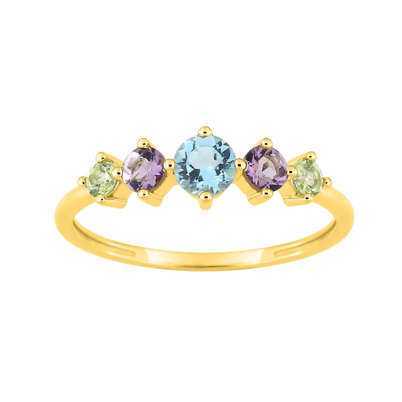 Bague-Femme-Or-jaune-750-Amethyste-Topaze-et-Peridot-robbez-masson-1-7608-V0 Bague Femme Or jaune750/1000, Améthyste, Topaze et Péridot ROBBEZ MASSON