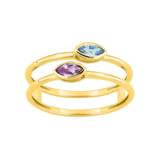 Bague Femme double, Or jaune 750/1000, Améthyste et Topaze ROBBEZ MASSON