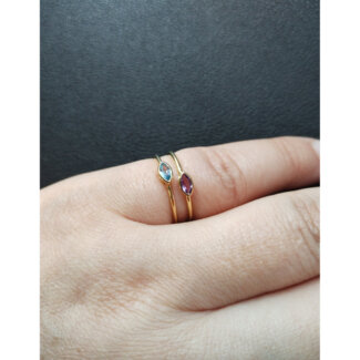 Bague Femme double, Or jaune 750/1000, Améthyste et Topaze ROBBEZ MASSON portée