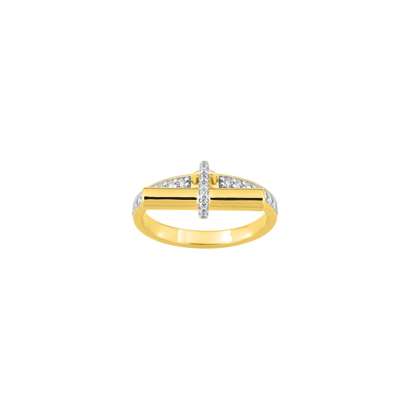 Bague-Femme-Plaque-Or-et-oxydes-MURAT-107018-1 Bague breloque Plaqué Or et Oxydes de zirconium MURAT