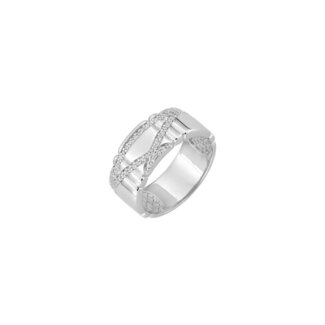 Bague Femme large Argent 925/1000 et Oxydes de zirconium MURAT
