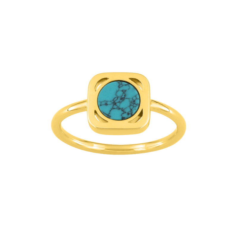 Bague-Femme-plaque-or-et-Turquoise-MURAT-107004 Bague Femme Plaqué Or et Turquoise MURAT