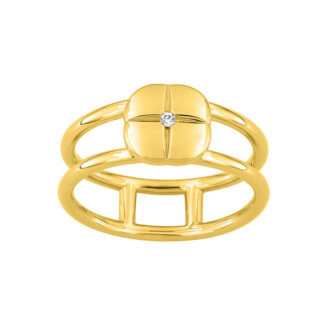 Bague Femme icône double Plaqué Or et Oxyde de zirconium MURAT