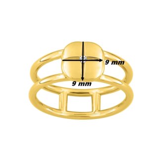 Bague Femme icône double Plaqué Or et Oxyde de zirconium MURAT, dimensions