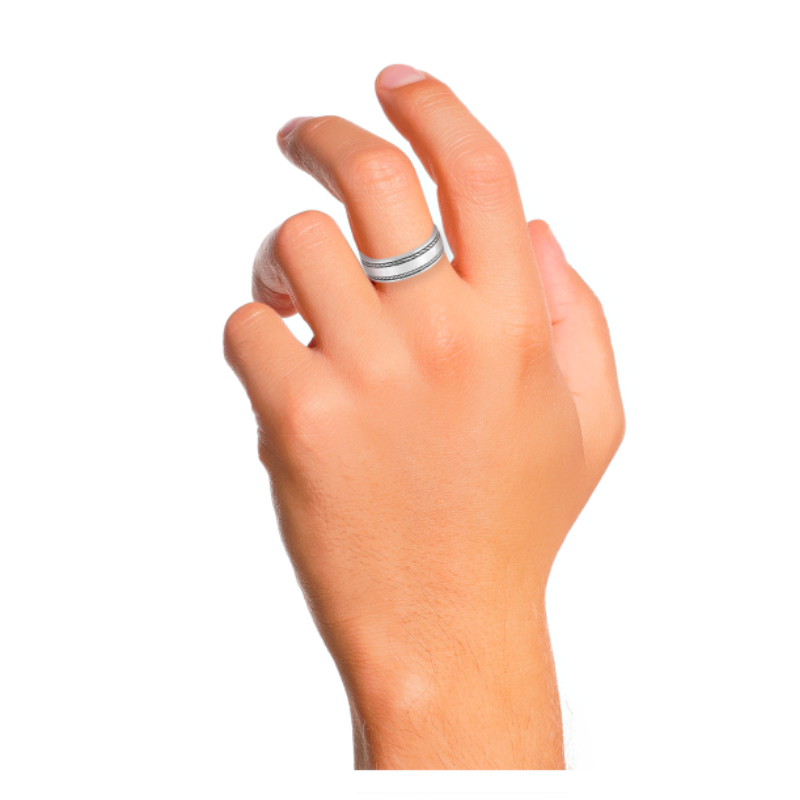 Bague-Homme-Argent-MURAT-307243-porte Bague Homme Argent MURAT portée
