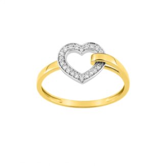 Bague en or jaune en forme de coeur