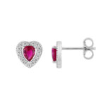 Boucles d’oreilles Cœur Femme Agent 925/1000 et Oxydes de zirconium blanc et rouge CHRISTIAN BERNARD
