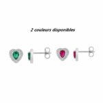 Boucles d’oreilles Cœur Femme Agent 925/1000 et Oxydes de zirconium blanc et rouge CHRISTIAN BERNARD, couleurs
