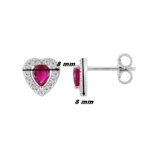 Boucles d’oreilles Cœur Femme Agent 925/1000 et Oxydes de zirconium blanc et rouge CHRISTIAN BERNARD, dimensions