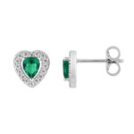 Boucles d’oreilles Cœur Femme Agent 925/1000 et Oxydes de zirconium blancs et verts CHRISTIAN BERNARD