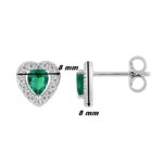 Boucles d’oreilles Cœur Femme Agent 925/1000 et Oxydes de zirconium blancs et verts CHRISTIAN BERNARD, dimensions