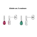 Boucles d’oreilles pendantes Femme Argent 925/1000 et Oxydes de zirconium vert et blancs CHRISTIAN BERNARD, couleurs