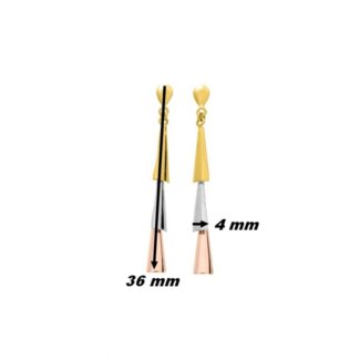 Boucles d’oreilles pendantes Femme 3 Ors (jaune, blanc, rose) 750/1000 ROBBEZ MASSON, dimensions