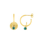 Boucles d'oreilles créoles Femme Plaqué Or et Turquoise MURAT