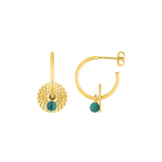 Boucles d'oreilles créoles Femme Plaqué Or et Turquoise MURAT