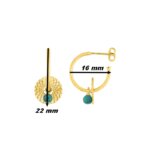 Boucles d'oreilles créoles Femme Plaqué Or et Turquoise MURAT, dimensions