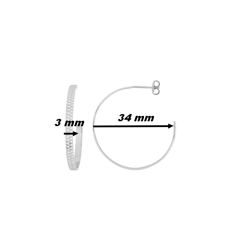 Boucles-d-oreilles-demi-creoles-Femme-Argent-MURAT-305002-dimensions Boucles d'oreilles demi créoles Femme Argent MURAT, dimensions