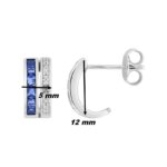Boucles d’oreilles demi créoles Femme Argent 925/1000 et Oxydes de zirconium bleus et blancs CHRISTIAN BERNARD, dimensions