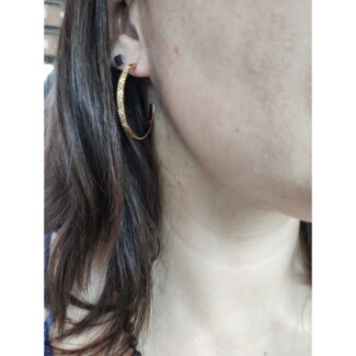 Boucles d'oreilles demi créoles Femme Plaqué Or MURAT portées