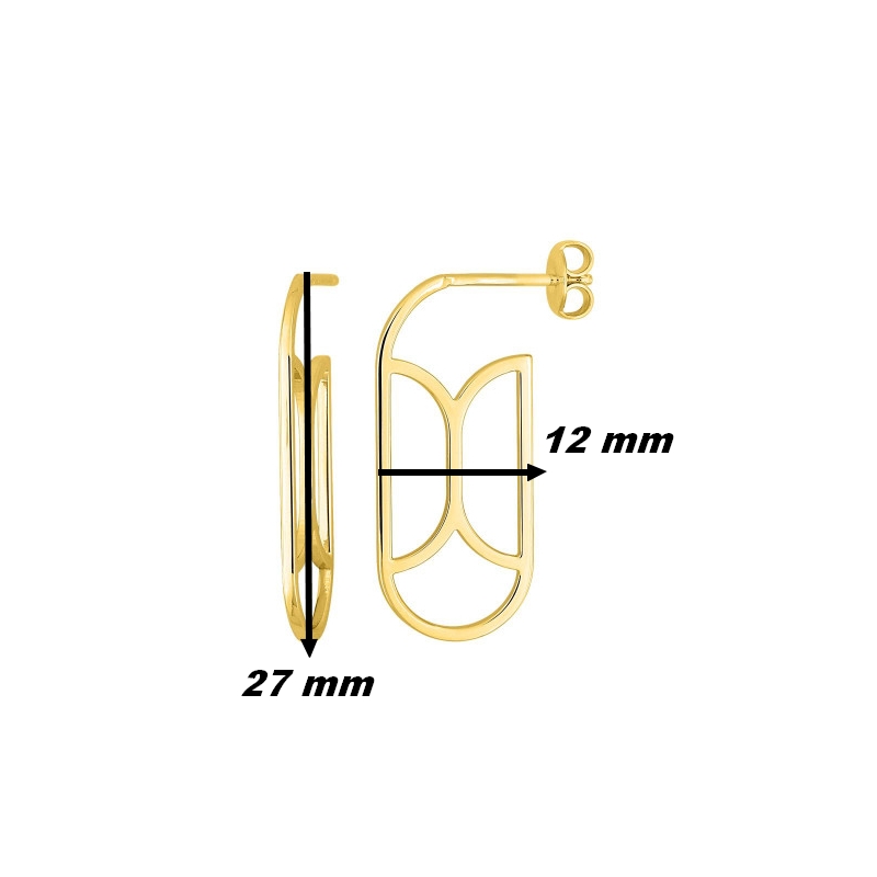 Boucles d'oreilles pendantes graphique Femme Plaqué Or MURAT, dimensions