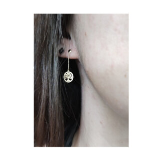 Boucles d’oreilles pendantes Femme Arbre de vie Or jaune 750/1000 ROBBEZ MASSON portées