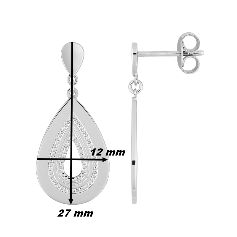 Boucles d'oreilles pendantes Femme Argent MURAT, dimensions