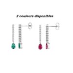 Boucles d’oreilles pendantes Femme Argent 925/1000 et Oxydes de zirconium rouge et blancs CHRISTIAN BERNARD, couleurs