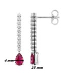 Boucles d’oreilles pendantes Femme Argent 925/1000 et Oxydes de zirconium rouge et blancs CHRISTIAN BERNARD, dimensions