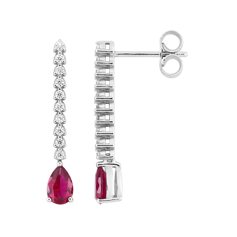 Boucles-d-oreilles-pendantes-Femme-Argent-et-oxydes-rouge-christian-bernard-335032-3 Boucles d’oreilles pendantes Femme Argent 925/1000 et Oxydes de zirconium rouge et blancs CHRISTIAN BERNARD