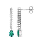 Boucles d’oreilles pendantes Femme Argent 925/1000 et Oxydes de zirconium vert et blancs CHRISTIAN BERNARD