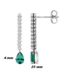 Boucles d’oreilles pendantes Femme Argent 925/1000 et Oxydes de zirconium vert et blancs CHRISTIAN BERNARD, dimensions