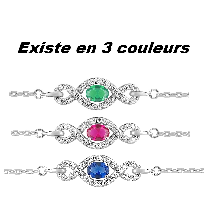 Bracelet Femme Argent 925/1000 et Oxydes de zirconium bleus et blancs CHRISTIAN BERNARD, couleurs