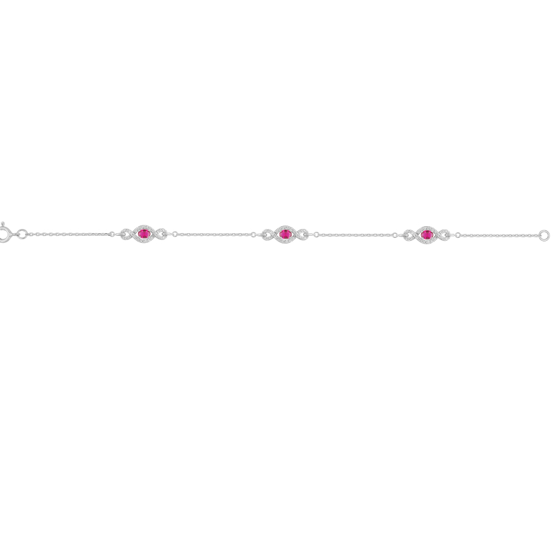 Bracelet Femme Argent 925/1000 et Oxydes de zirconium rouges et blancs CHRISTIAN BERNARD, entier