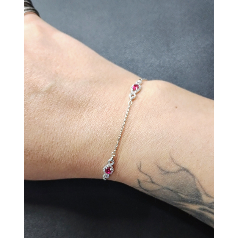 Bracelet Femme Argent 925/1000 et Oxydes de zirconium rouges et blancs CHRISTIAN BERNARD porté